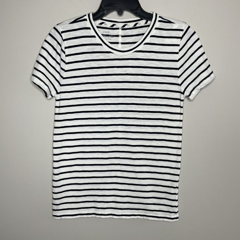J.CREW Girlfriend Tee Women Small Navy Stripe NEW T-Shirt 100% Cotton AT466